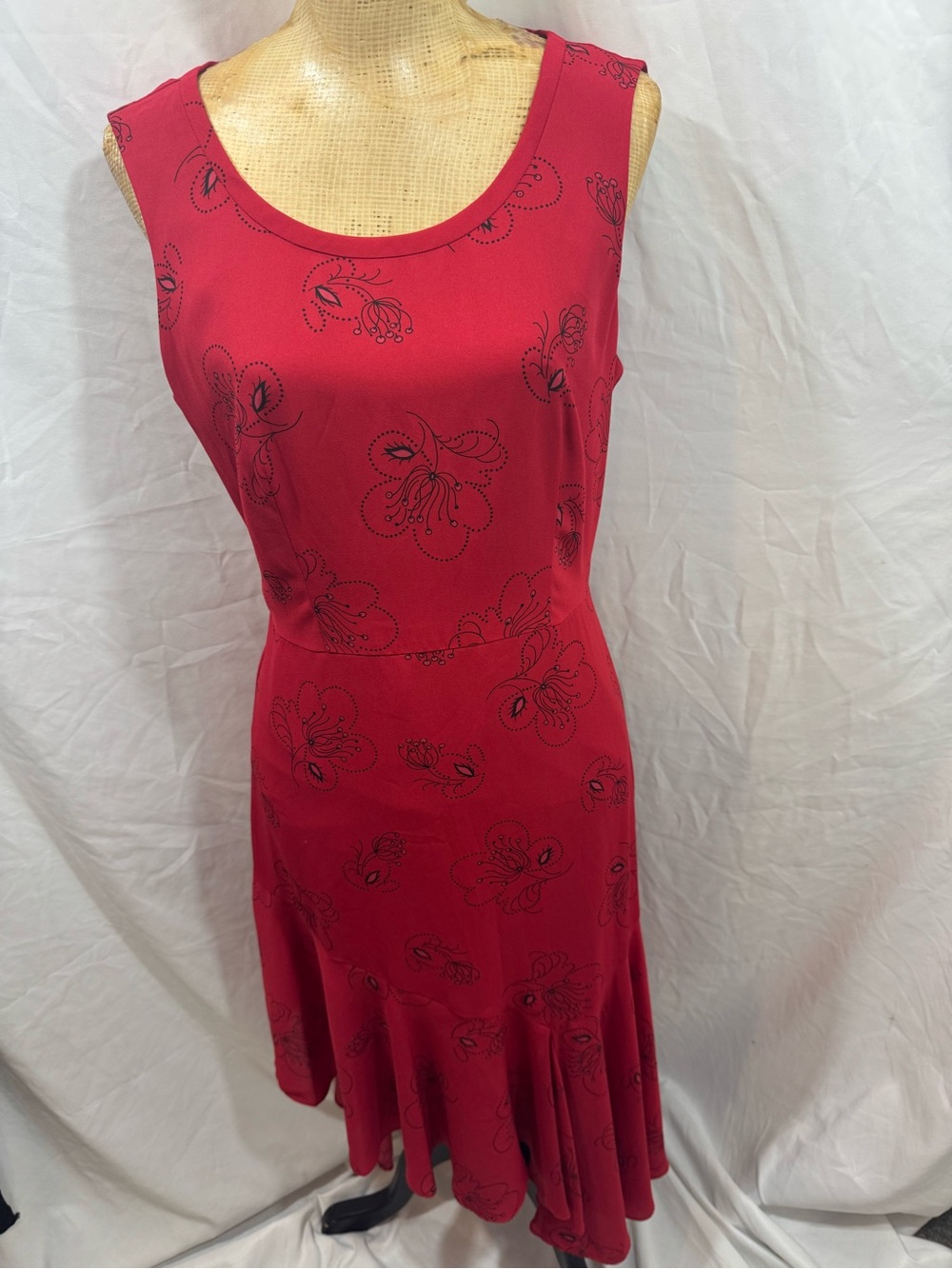 Kobi Halperin Red Sleeveless Floral Scoop-Neck Dress 8